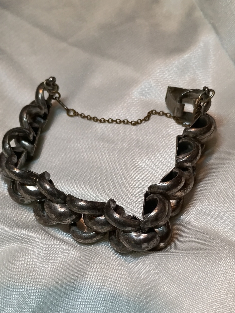 Monet Silver-Tone Chunky Link Bracelet with Safety Chain